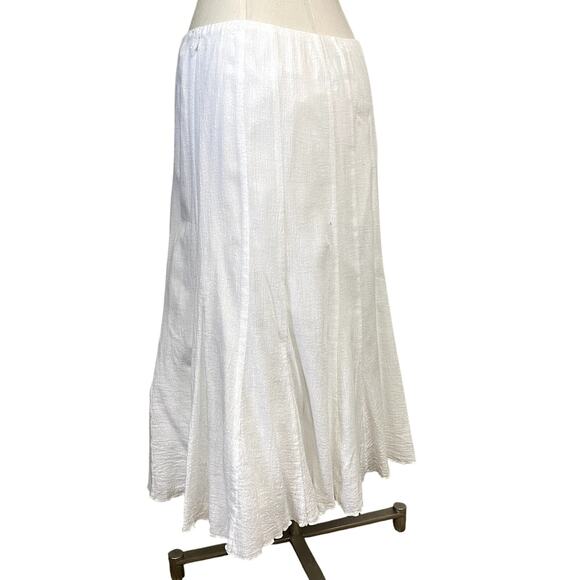 Y2K Dress Barn White Cotton Fairy Core Boho Whimsy Coquette Flare Fishtail Skirt - Picture 4 of 12